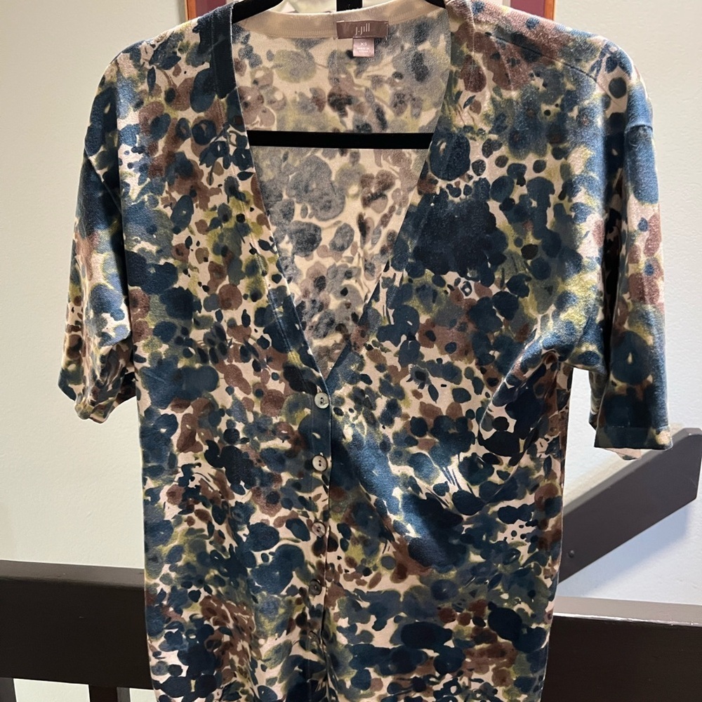 J. Jill Floral Print Sweater - Cream and Gray #285